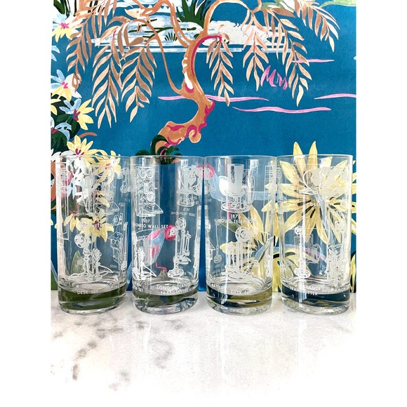 Vintage Tall Cocktail Glasses. History of the Telephone. Set of 4. - Picture 2 of 7